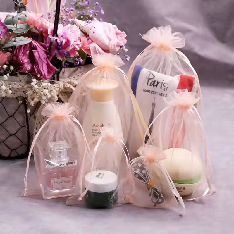 10/50pcs 7*9 9*12 10*15cm Colorful Jewelry Packaging Bag Small Organza Bags Gift Storage Wedding Drawstring Pouches Wholesales